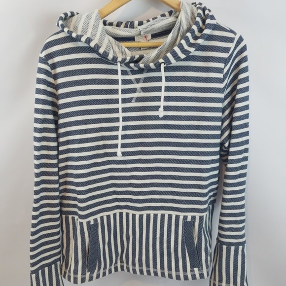 J. Crew Sweaters - J. Crew Womens Blue & White Striped Cotton hoodie